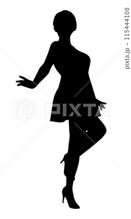Silhouette of girl in short dress 115444108