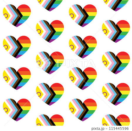 Vector seamless pattern of new lgbtq flag heart Vector seamless pattern of new lgbtq flag heart 115445596