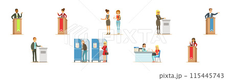 Voting Process with People Voter Character Vector Set 115445743