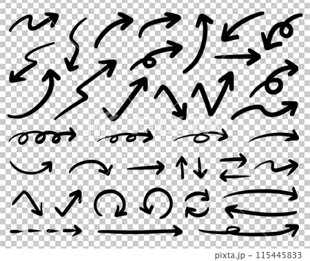 簡單鋼筆手寫箭頭set_black 115445833