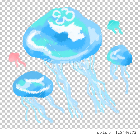 美麗的淺藍色水母漂浮在空中 115446572