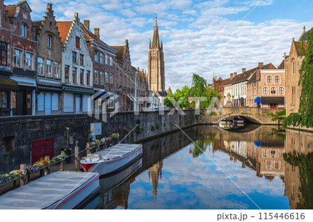 Scenery of the Rosary Quay, Rozenhoedkaai in Dutch, located in Bruges, Belgium 115446616