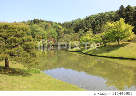 京都 修学院離宮 浴龍池と新緑 京都 修学院離宮 浴龍池と新緑 115446905