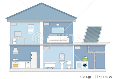 eco house concept plan with the interior 115447059