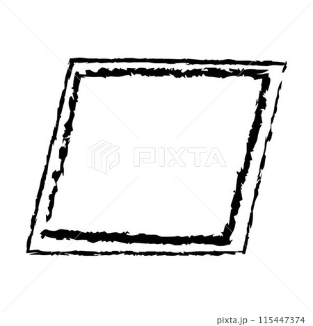 Frame parallelogram texture element, outline border grunge shape icon, decorative doodle for design in vector illustration 115447374