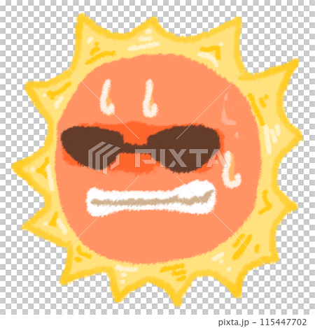 Sun wearing sunglasses enduring the heat 115447702