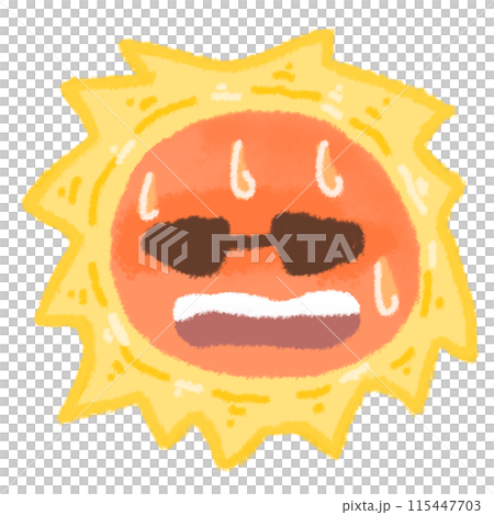 Sun wearing sunglasses about to collapse from the heat 115447703