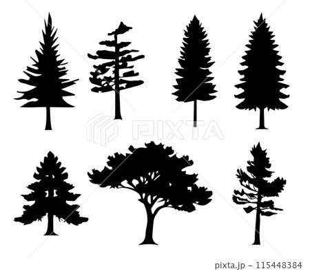 Silhouette trees collections. Vector illustration Silhouette trees collections. Vector illustration 115448384