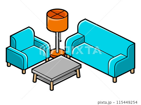 Home furniture isometry illustration. Domestic and office furniture and equipment. 115449254