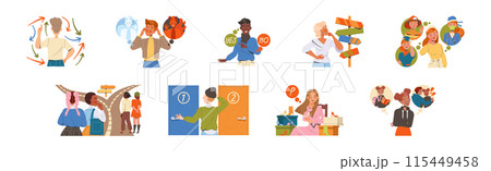 People Character Making Their Own Choice Choosing Between Options Vector Set 115449458