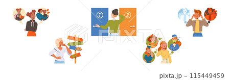 People Character Making Their Own Choice Choosing Between Options Vector Set 115449459
