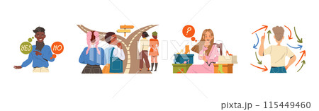 People Character Making Their Own Choice Choosing Between Options Vector Set 115449460