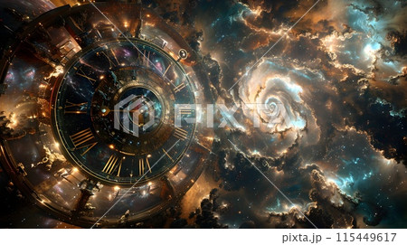 Cosmic Temporal Convergence Interstellar Paradox of Merging Celestial Clocks in Otherworldly Galactic Expanse 115449617