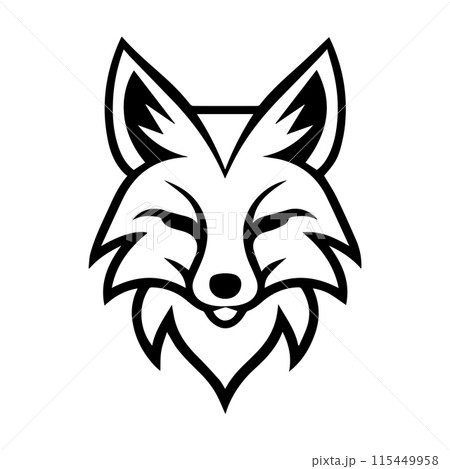 Fox Heraldic logo or modern line icon. Vector line art and icon design with bold outline. Black and white Pixel Perfect minimalistic symbol isolate white background. Creative logotype Fox Heraldic logo or modern line icon. Vector line art and icon design with bold outline. Black and white Pixel Perfect minimalistic symbol isolate white background. Creative logotype 115449958