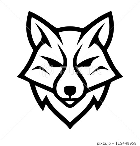Fox Heraldic logo or modern line icon. Vector line art and icon design with bold outline. Black and white Pixel Perfect minimalistic symbol isolate white background. Creative logotype Fox Heraldic logo or modern line icon. Vector line art and icon design with bold outline. Black and white Pixel Perfect minimalistic symbol isolate white background. Creative logotype 115449959