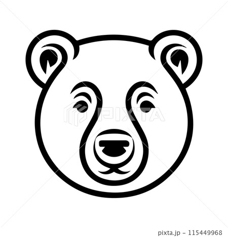 Gourmand Bear logo or modern line icon. Vector line art and icon design with bold outline. Black and white Pixel Perfect minimalistic symbol isolate white background. Creative logotype 115449968