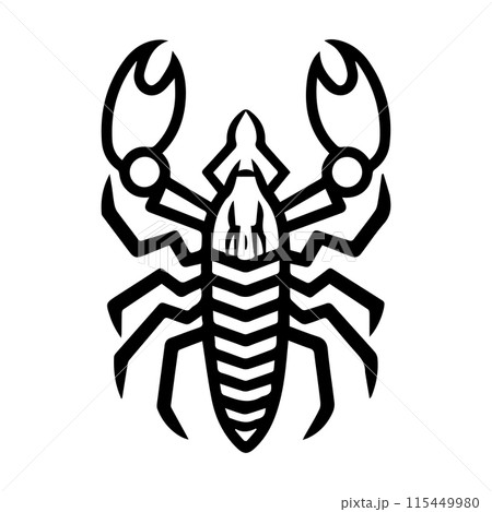 Scorpion Geometric logo or modern line icon. Vector line art and icon design with bold outline. Black and white Pixel Perfect minimalistic symbol isolate white background. Creative logotype Scorpion Geometric logo or modern line icon. Vector line art and icon design with bold outline. Black and white Pixel Perfect minimalistic symbol isolate white background. Creative logotype 115449980