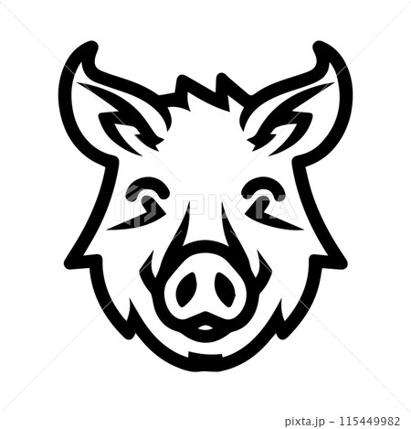 Boar logo or modern line icon. Vector line art and icon design with bold outline. Black and white Pixel Perfect minimalistic symbol isolate white background. Creative logotype Boar logo or modern line icon. Vector line art and icon design with bold outline. Black and white Pixel Perfect minimalistic symbol isolate white background. Creative logotype 115449982