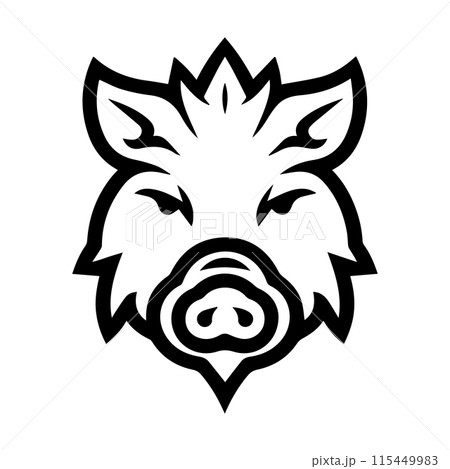 Boar logo or modern line icon. Vector line art and icon design with bold outline. Black and white Pixel Perfect minimalistic symbol isolate white background. Creative logotype Boar logo or modern line icon. Vector line art and icon design with bold outline. Black and white Pixel Perfect minimalistic symbol isolate white background. Creative logotype 115449983