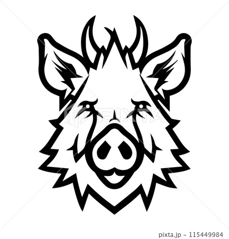 Boar logo or modern line icon. Vector line art and icon design with bold outline. Black and white Pixel Perfect minimalistic symbol isolate white background. Creative logotype Boar logo or modern line icon. Vector line art and icon design with bold outline. Black and white Pixel Perfect minimalistic symbol isolate white background. Creative logotype 115449984