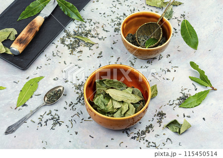 Bay leaf tea, herbalism. Bay leaf tea, herbalism. 115450514