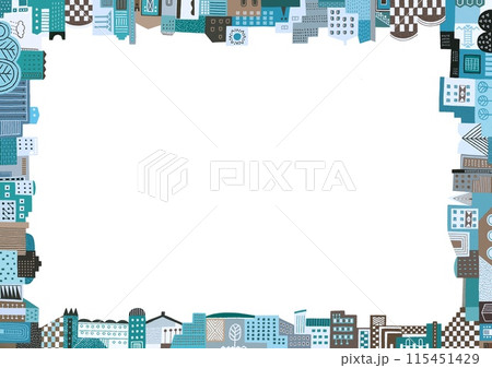 版画風街並みフレーム 115451429