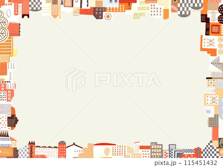 版画風街並みフレーム 115451432