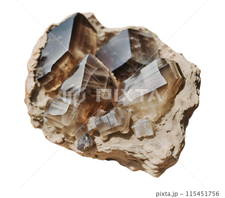 Natural smoky quartz, ready to be polished to reveal their stunning beauty and vibrant colors, perfect for creating exquisite jewelry pieces. AI Generated 115451756