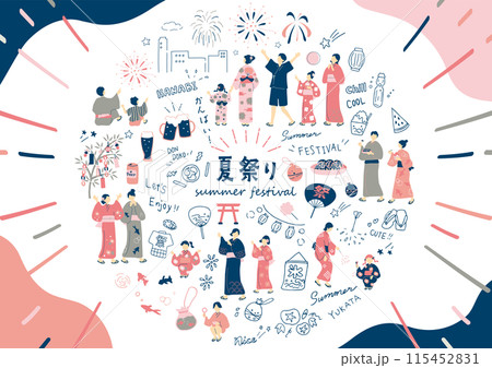 夏祭りを楽しむ人達 115452831