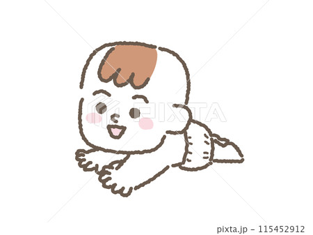 寝そべっている赤ちゃんのイラスト 寝そべっている赤ちゃんのイラスト 115452912