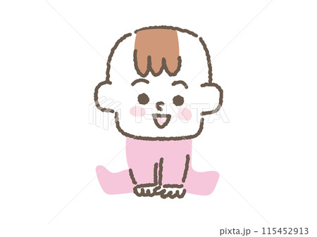 お座りしている赤ちゃんのイラスト 115452913
