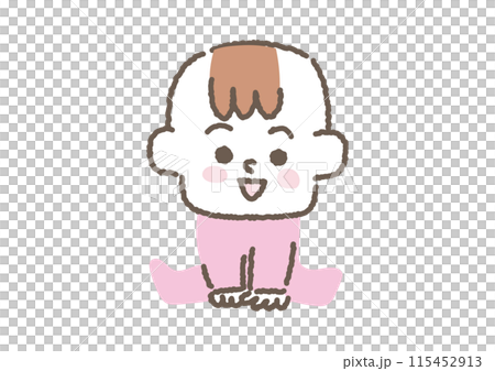 お座りしている赤ちゃんのイラスト 115452913