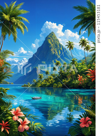 A tropical landscape. 115453181