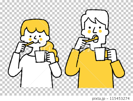 男人和女人一起刷牙 115453274