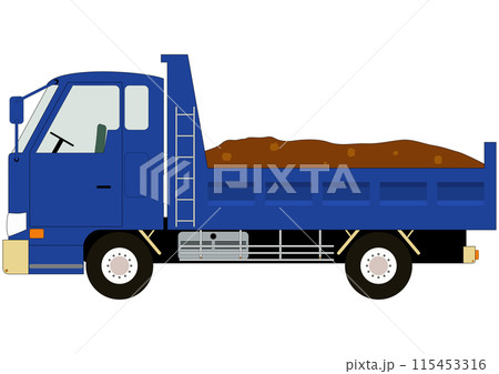 「土砂を積んだ青色のダンプカー」 「土砂を積んだ青色のダンプカー」 115453316
