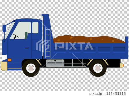 「土砂を積んだ青色のダンプカー」 「土砂を積んだ青色のダンプカー」 115453316