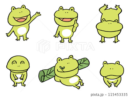 緑色のかわいいカエルは梅雨のキャラ 緑色のかわいいカエルは梅雨のキャラ 115453335