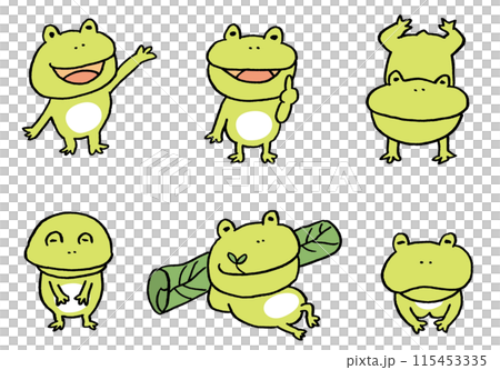 The cute green frog is a rainy season character. 115453335