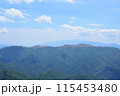 山の上から見た山脈と青空 横構図 115453480
