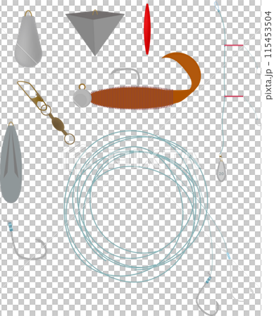 釣りの道具一式イラストセット 釣りの道具一式イラストセット 115453504