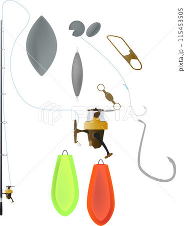 釣りの道具イラストセット 釣りの道具イラストセット 115453505