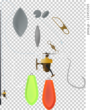 Fishing equipment illustration set Fishing equipment illustration set 115453505