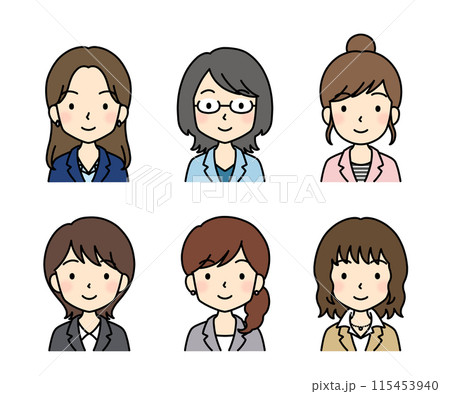 シンプルでかわいいビジネス人物イラスト（女性・上半身） 115453940