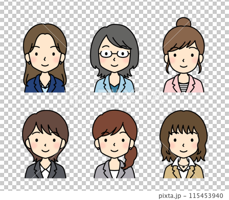 シンプルでかわいいビジネス人物イラスト（女性・上半身） 115453940