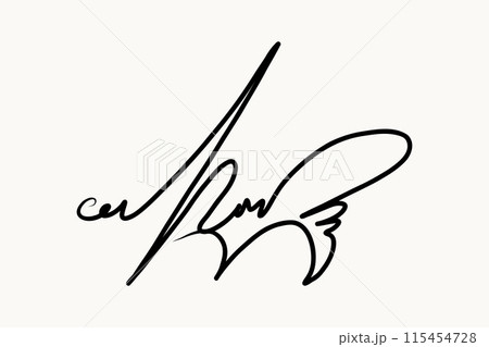 Fake hand drawn autograph. Handwritten signature for sign papers and documents. Vector illustration 115454728