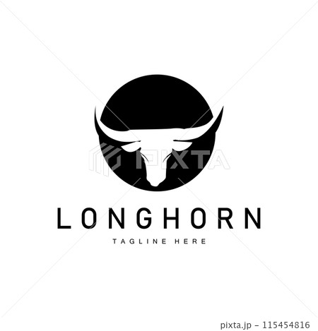 Longhorn logo design vintage old bull texas western country black silhouette 115454816