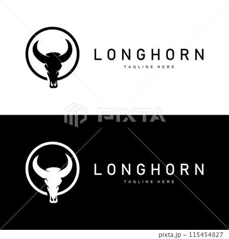 Longhorn logo design vintage old bull texas western country black silhouette 115454827