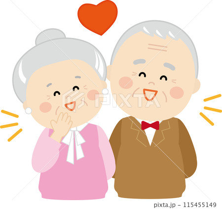 可愛い高齢の夫婦のラブラブなイラスト1 115455149