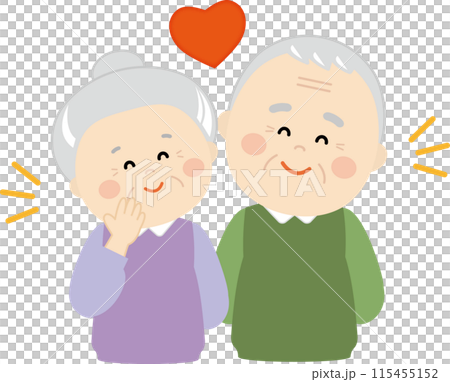 Cute elderly couple in love illustration 1 115455152