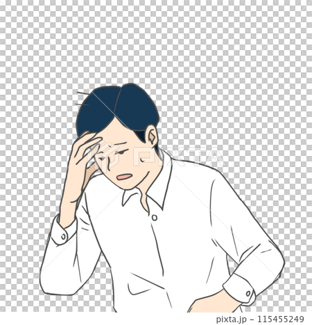 頭痛、悩みを抱える男性のイラスト 115455249